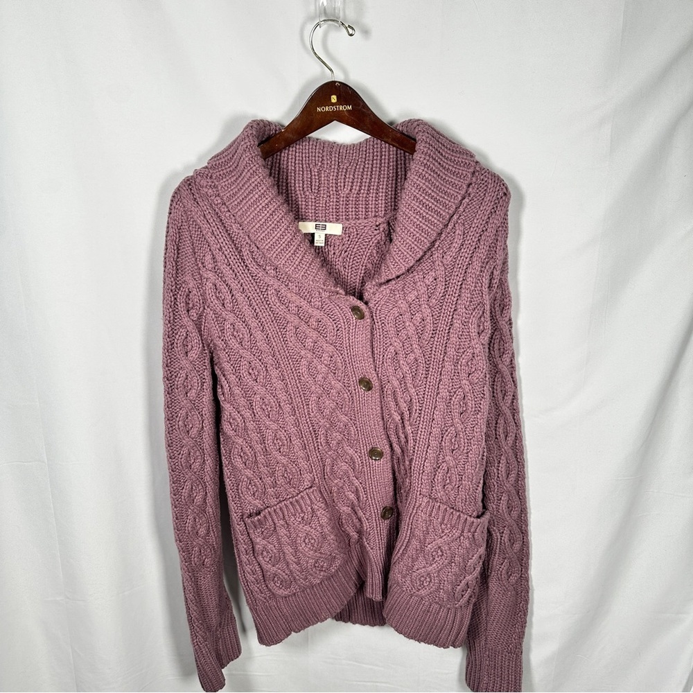 Etcetera Cable Knit Shawl Collar Cardigan Dusty Lilac Cottagecore S Cozycore - Picture 6 of 7